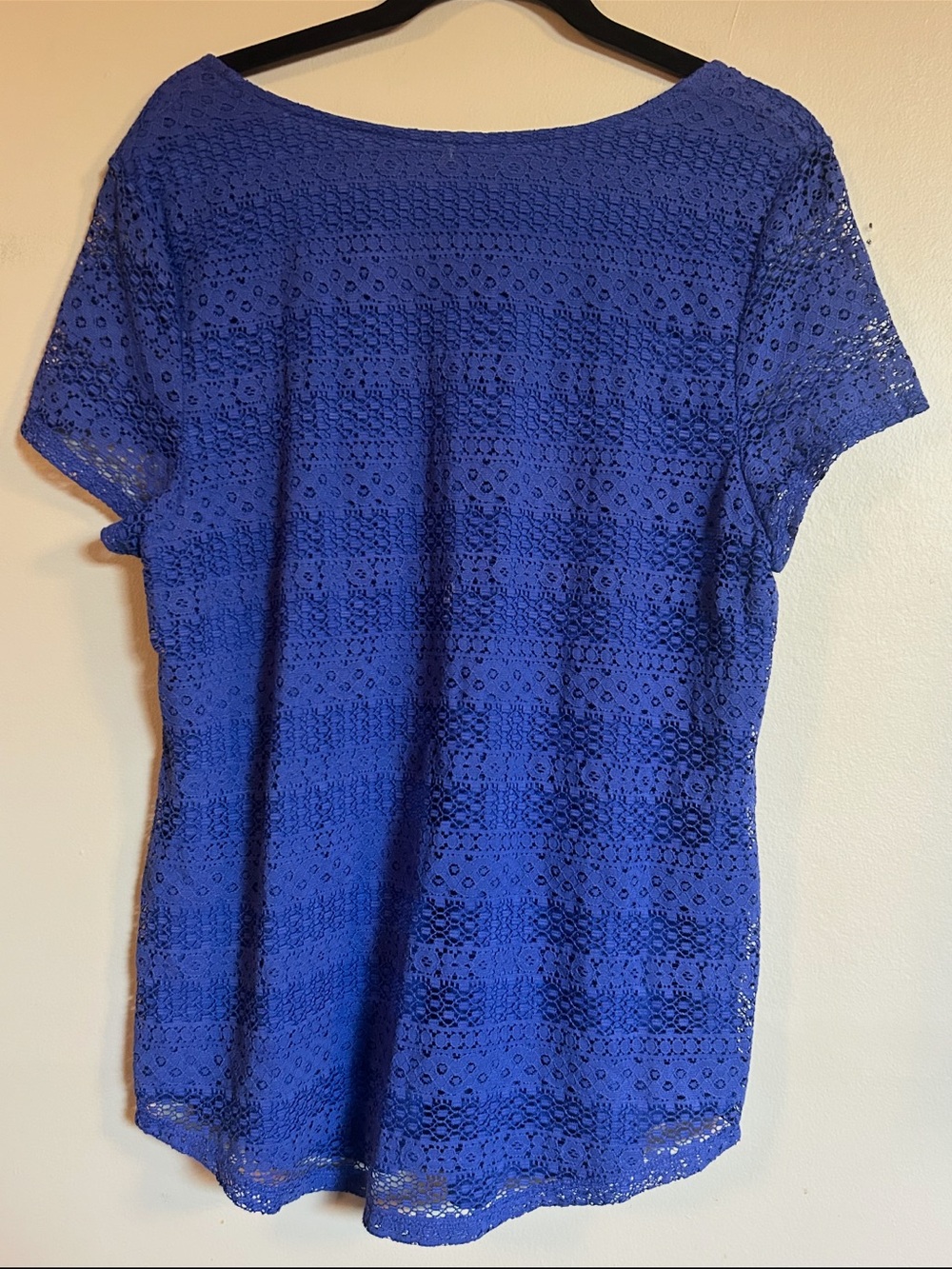 Leo & Nicole Women’s L Cobalt Blue Lace Overlay Lined Top